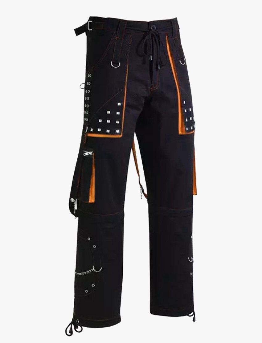 Black and Orange Mens Gothic Pant Front