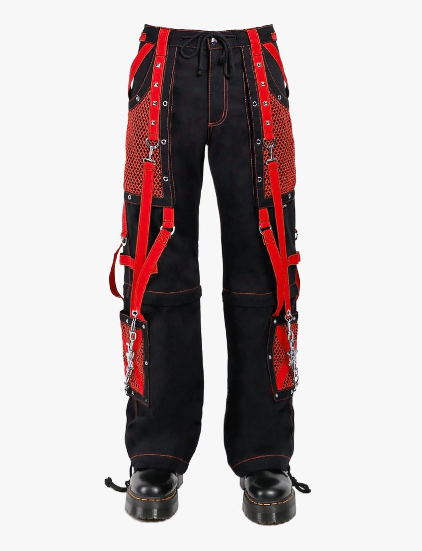 Men Gothic Red Bondage Pant