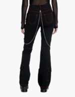 Black And Red Contrast Stitch Gothic Chain Pant