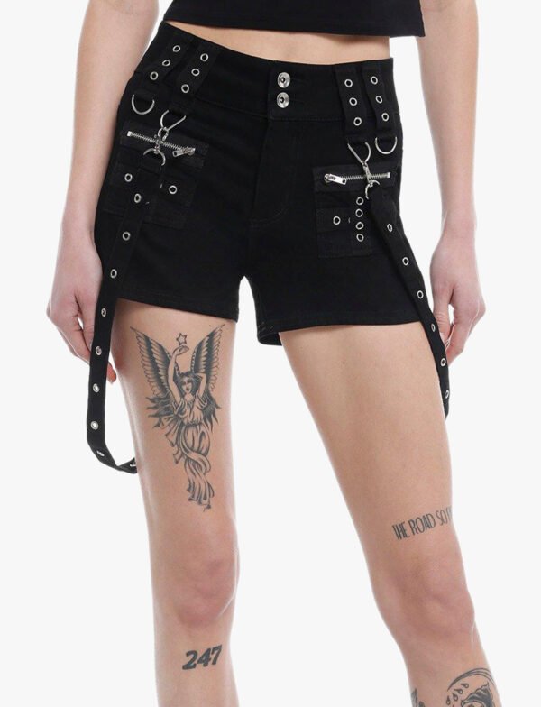 Black Grommet Girls Punk Shorts