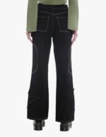 Black Star Patch Pant With White Contrast Stitch