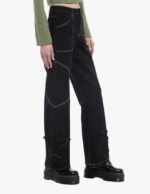 Black Star Patch Pant With White Contrast Stitch