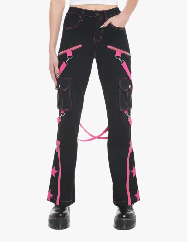 Girls Pink Stars Bondage Gothic Pant