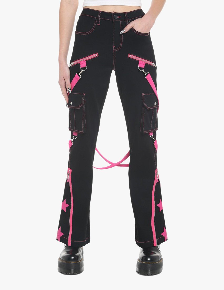 Girls Pink Stars Bondage Gothic Pant