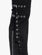 Women Black Eyelet Straps Punk Pant