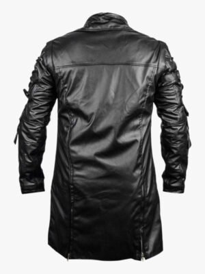 Black Gothic Leather Coat Back